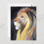 ライオンズライオンプロフィールレオポートレート木炭スケッチ ポストカード (正面/裏面)