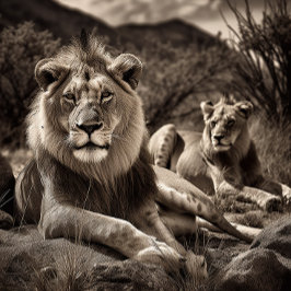 ライオンズレスト – 白黒ジグソーパズル ジグソーパズル