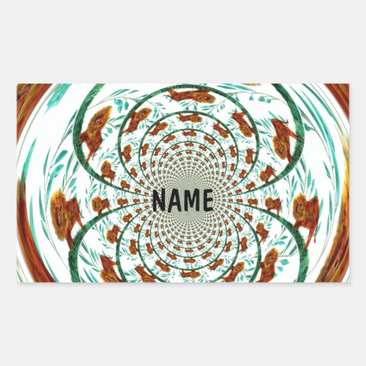 ライオンズワイルドライフカレイデスコープのパターンカスタム 長方形シール (正面)