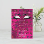 ライオンズヴィヴィヴィッドピンクメイクアップホワイトグリッター16ブライダル 招待状 (スタンド正面)