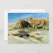 ライオンズ威厳のあるヴィンテージ自然絵画ズ ポストカード (正面/裏面)