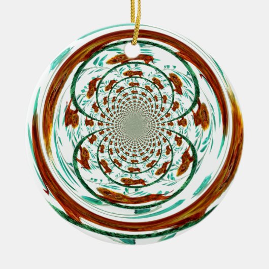 ライオンズ渦巻形の野生動物のパターン セラミックオーナメント (正面)