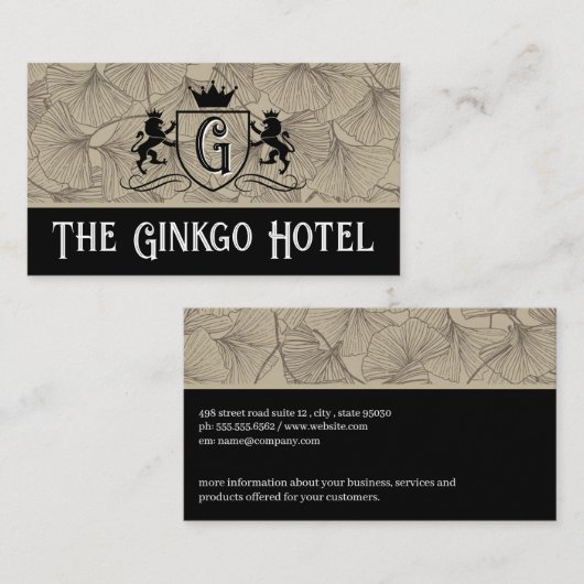 ライオンズ王室のクレスト | ヴィンテージ銀杏 名刺 (正面/裏面)