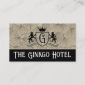 ライオンズ王室のクレスト | ヴィンテージ銀杏 名刺 (正面)