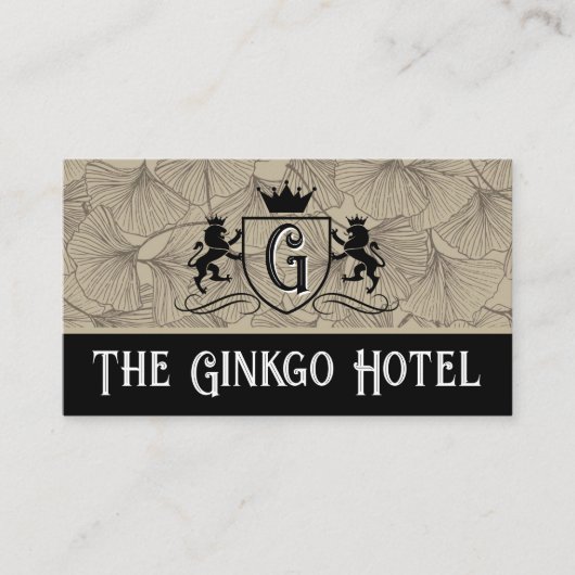 ライオンズ王室のクレスト | ヴィンテージ銀杏 名刺 (正面)