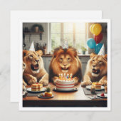 ライオンズ祝、ライオンズの誕生日の招待状 招待状 (正面/裏面)