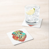 ライオンズ鮮やかの頭部 スクエアペーパーコースター (インサイチュ)