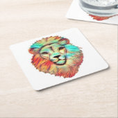 ライオンズ鮮やかの頭部 スクエアペーパーコースター (アングル)