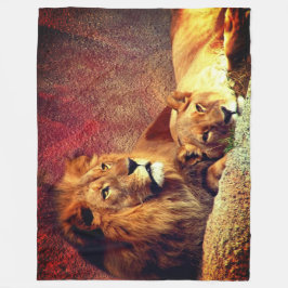 ライオンズ2頭 フリースブランケット