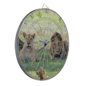 ライオンズ。ジャングルの上でネコとハミングバード ダーツボード (正面左)