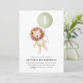 ライオンセージグリーンバルーンボーイズ1st誕生日パーティー 招待状 (スタンド正面)