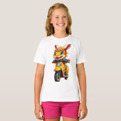 ライオンダよくはしゃぐンスバニーのスクーター Tシャツ (正面フル)