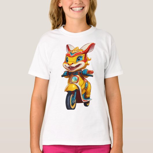 ライオンダよくはしゃぐンスバニーのスクーター Tシャツ (正面)