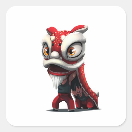 ライオンダンスステッカー スクエアシール (正面)