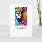 ライオンデジタカラフルルアート |誕生日 カード (裏面)