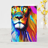 ライオンデジタカラフルルアート |誕生日 カード (黄色い花)