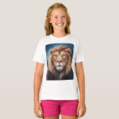ライオンデジタルアートポートレート-56556 Tシャツ (正面フル)