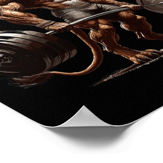 ライオンデッドリフティングジムユーモア重量挙げフィットネス ポスター (角)