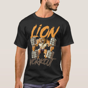 ライオントレーニングリフティングウェイトビーストマッスルフィットネス Tシャツ