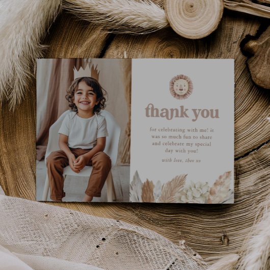 ライオンニュートラルサファリランドスケープ写真サンキューカード 招待状