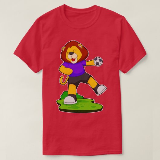 ライオンハンドボール選手ハンドボール1 Tシャツ (デザイン正面)