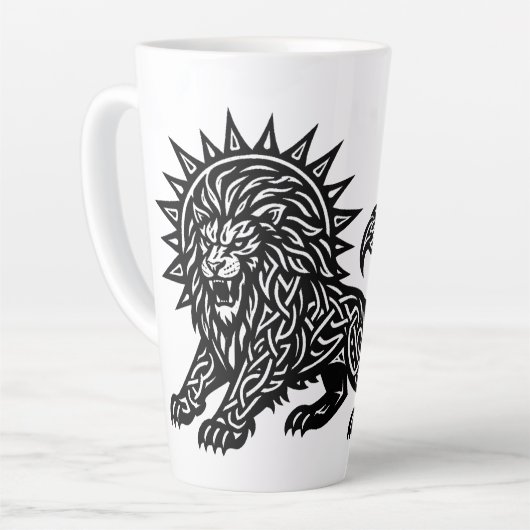 ライオンハートの獅子 レオのゾディアックサンマーネ | BurnsInHell カフェラテマグ (左アングル)