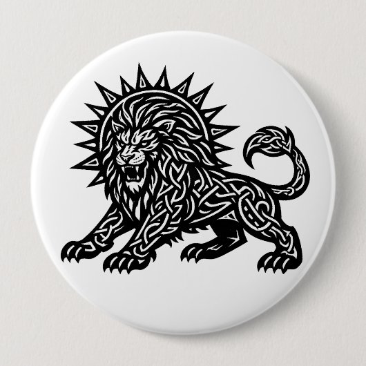 ライオンハートの獅子 レオの太陽のたてがみ | BurnsInHell 缶バッジ (正面)