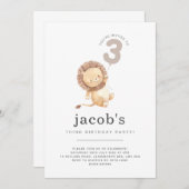 ライオンバルーン3rd誕生日招待状 招待状 (正面/裏面)