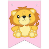 ライオンバースデーパーティーピンク バンティングフラッグ (第1の旗)