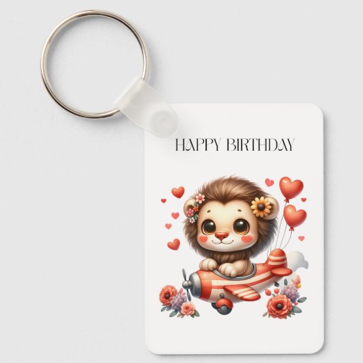 ライオンパイロットの誕生日 キーホルダー (正面)