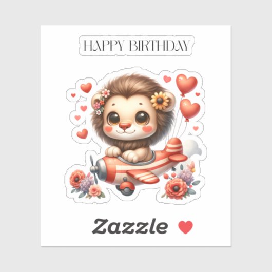 ライオンパイロットの誕生日 シール (シート)