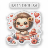 ライオンパイロットの誕生日 シール (正面)