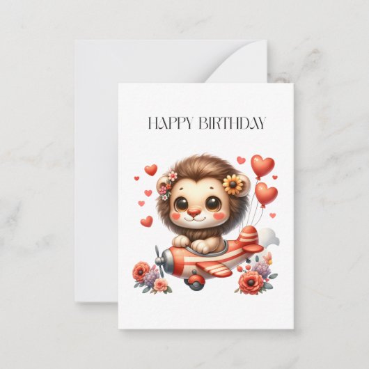 ライオンパイロット お誕生日 ノートカード (正面)