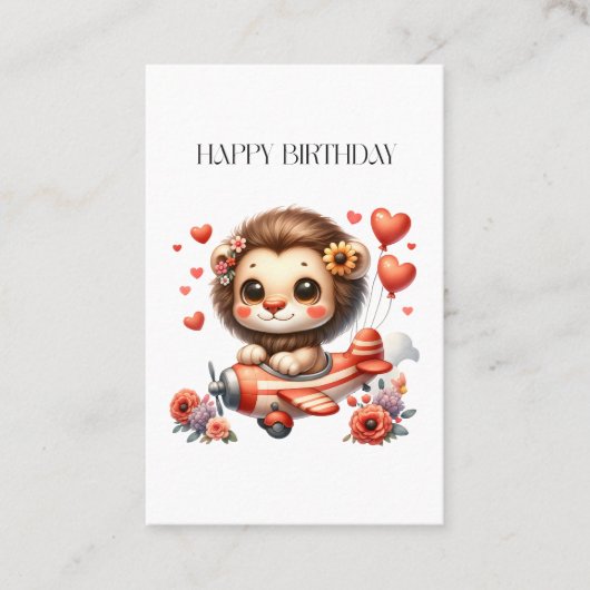 ライオンパイロット お誕生日 名刺 (正面)