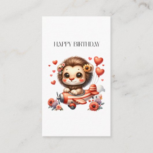 ライオンパイロット 誕生日 エンクロージャーカード (正面)