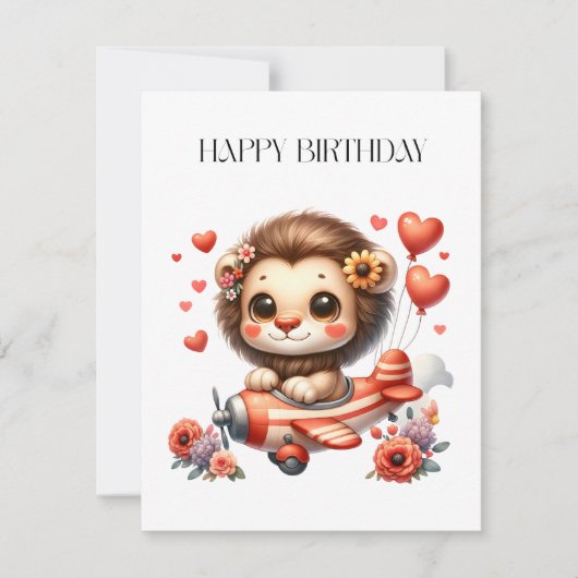 ライオンパイロット 誕生日 ノートカード (正面)