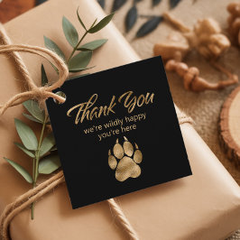 ライオンパウプリントサンキューブラック金ゴールドID1148 フェイバータグ