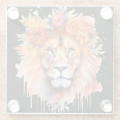 ライオンパステルフラワーズサファリウォーターカラーサバンナキャット ガラスコースター (裏面)