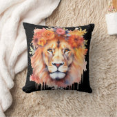 ライオンパステルフラワーズサファリウォーターカラーサバンナキャット クッション (ブランケット)