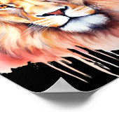 ライオンパステルフラワーズサファリウォーターカラーサバンナキャット ポスター (角)