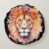 ライオンパステルフラワーズサファリウォーターカラーサバンナキャット ラウンドクッション (裏面)