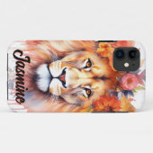 ライオンパステルフラワーズサファリウォーターカラーサバンナキャット Case-Mate iPhoneケース (裏面(横))