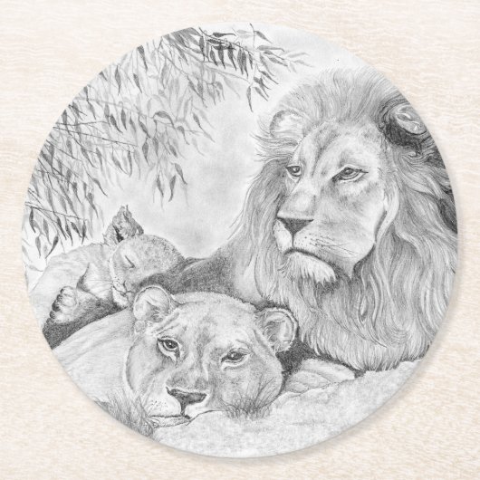 ライオンファミリー ラウンドペーパーコースター (正面)