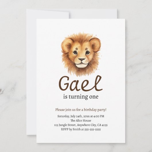 ライオンファーストキングオブザジャングル誕生日 招待状 (正面)