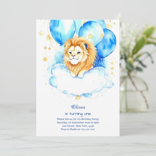 ライオンファースト誕生日招待状 招待状 (スタンド正面)