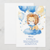 ライオンファースト誕生日招待状 招待状 (正面/裏面)