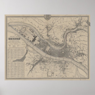 ライオンフランス(1854年)のヴィンテージの地図 ポスター