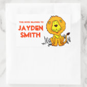 ライオンブックプレート名オレンジ白idラベルシール 長方形シール (バッグ)