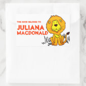 ライオンブックプレート名オレンジ白idラベルシール 長方形シール (バッグ)