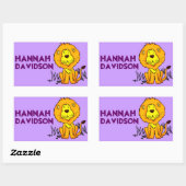 ライオンブックプレート名パープルidラベルシール 長方形シール (シート)